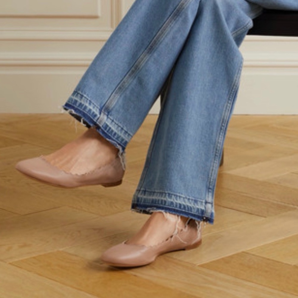 Chloe Lauren Scalloped Leather Ballet Flats